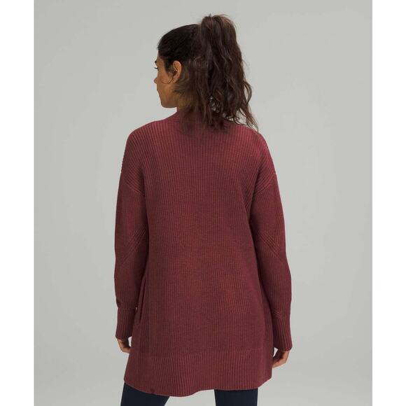 Lululemon Cashlu Sweater Wrap Heathered Mulled Cardigan Wine M/L - Picture 2 of 16